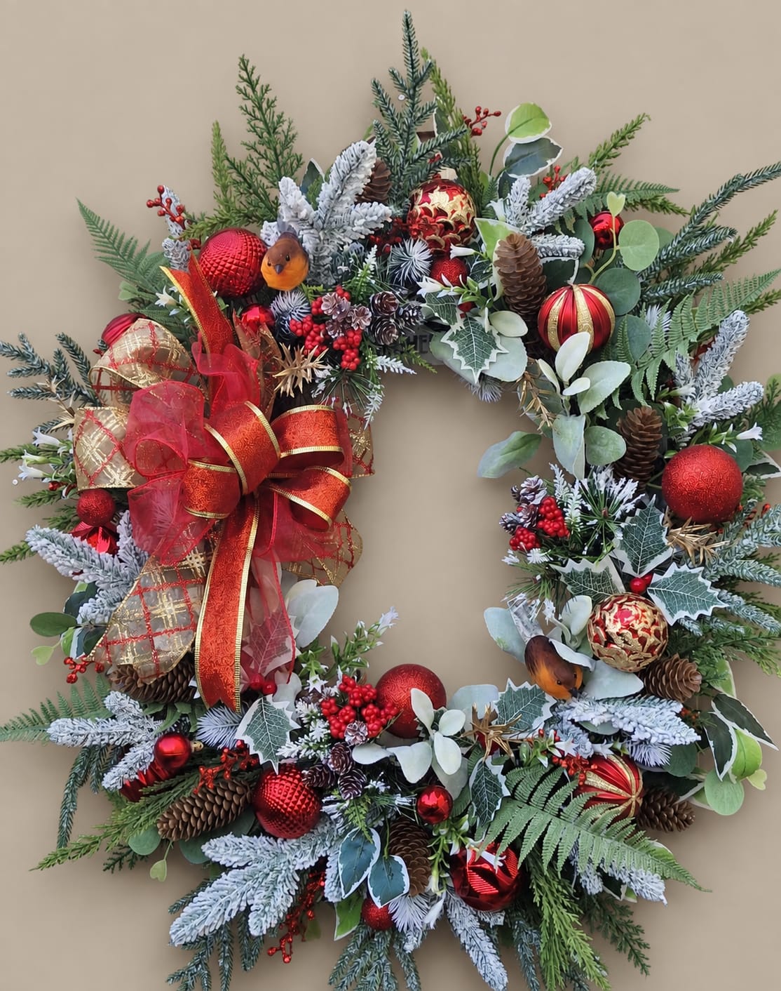 Red Ribbon Christmas Wreath