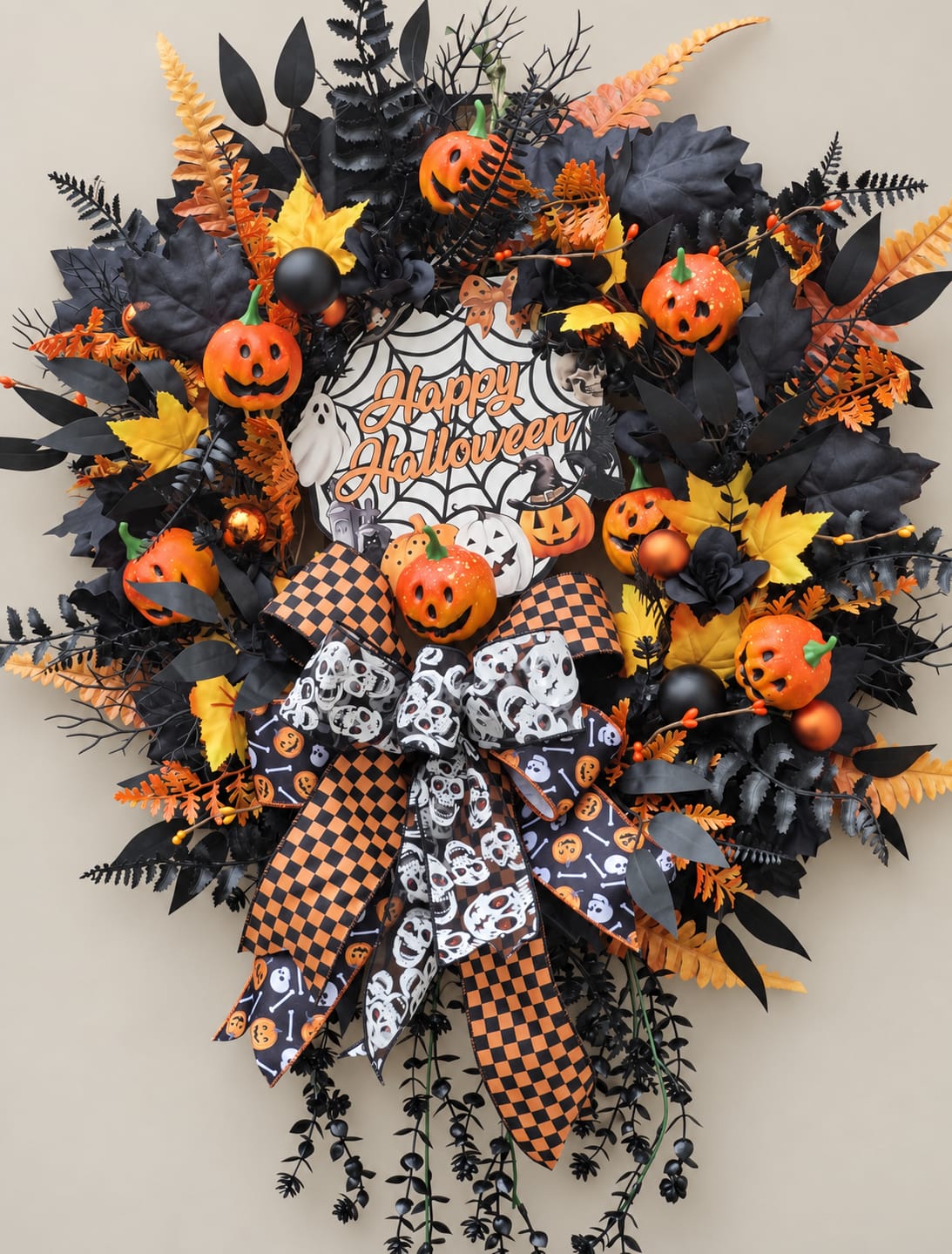 Pumpkin & Spider Halloween Wreath