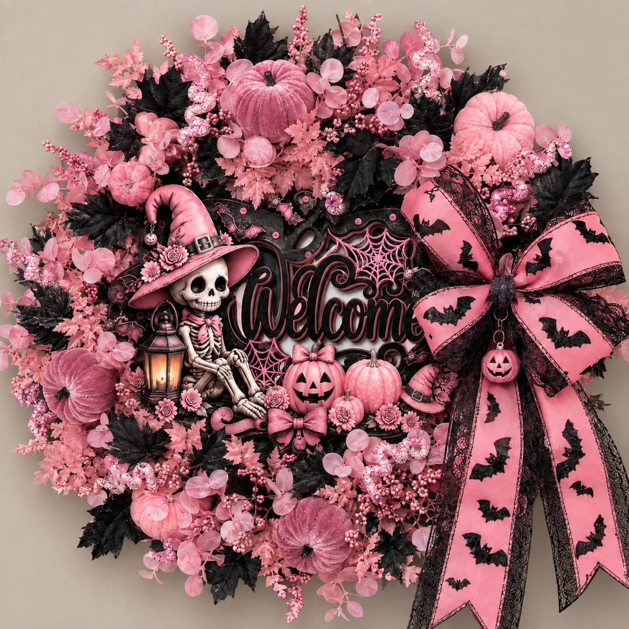 Pink Halloween Wreath