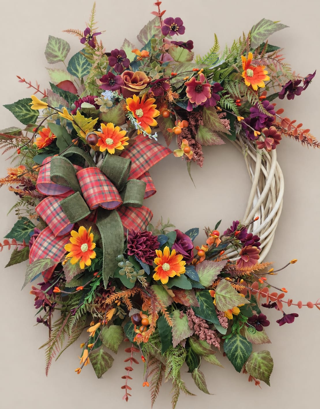 Rustic Autumn Ribbon Wreath
